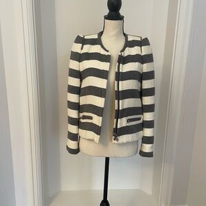 Zara Black and White Striped Blazer